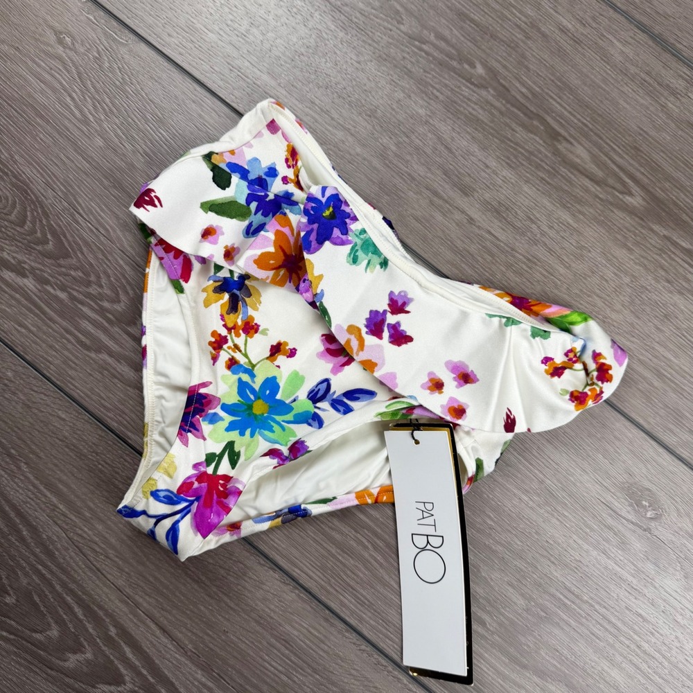 PatBO Womens Bloom Ruffle Bikini Bottom Floral Multicolor XS HOT20394US
